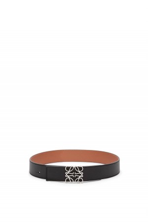 Cinturones Loewe Reversible Anagram belt in smooth calfskin and brass Hombre Negras | 975VHFCWN