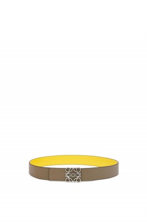 Cinturones Loewe Reversible Anagram belt in soft grained calfskin Hombre Verde Limón | 346WEMZON