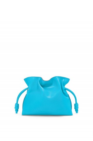 Clutch Loewe Mini Flamenco clutch in nappa calfskin Mujer Cyan | 457NVZFDJ