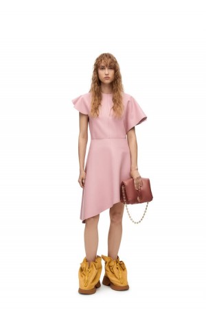 Dresses Loewe Asymmetric dress in nappa Mujer Rosas Claro | 397DFXOQY