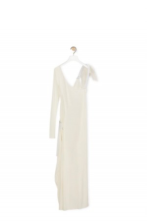 Dresses Loewe Asymmetric dress in viscose Mujer Blancas | 920BWULQJ