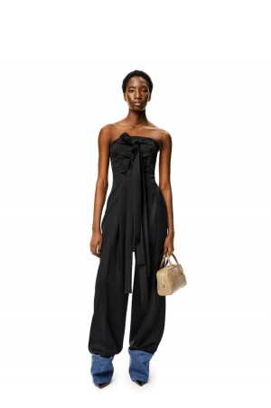 Dresses Loewe Bustier jumpsuit in wool and silk Mujer Negras | 246EVPIXQ