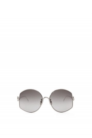 Gafas de Sol Loewe Oversize sunglasses in metal Hombre Shiny Palladium / Smoke | 637MNCJOT