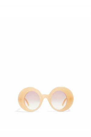 Gafas de Sol Loewe Oversized round sunglasses in acetate Mujer Beige Claro | 719ZYEXQR