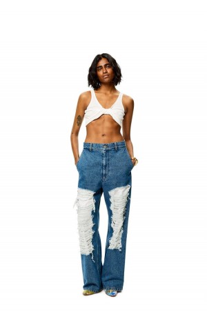 Jenas Loewe Ripped baggy jeans in denim Mujer Azules | 087SGZMWD