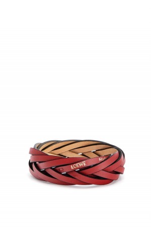 Joyería Loewe Braided bangle in classic calfskin Mujer Rojas Oscuro | 318MYKDXG