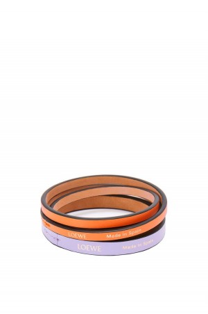 Joyería Loewe Double bangle set in classic calfskin Mujer Naranjas | 619CYOTHK