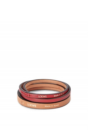 Joyería Loewe Double bangle set in classic calfskin Mujer Rojas Oscuro | 703PTLNCE