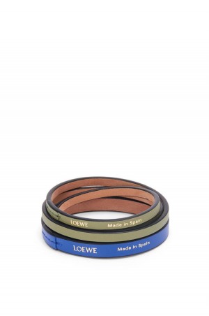 Joyería Loewe Double bangle set in classic calfskin Mujer Azules | 427NCRPXD