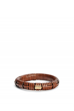 Joyería Loewe Woven bangle in brass and classic calfskin Mujer Tan | 745IACDRS