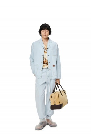 Pantalones Loewe Drawstring trousers in denim Hombre Azules | 569KYOJHF