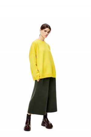 Pantalones Loewe Knit trousers in cashmere Mujer Kaki Verde | 346FJPSWB