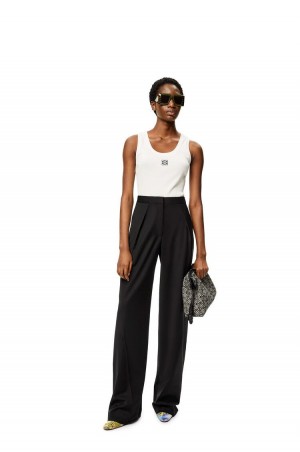 Pantalones Loewe Plisado trousers in wool Mujer Negras | 395HEJYDS