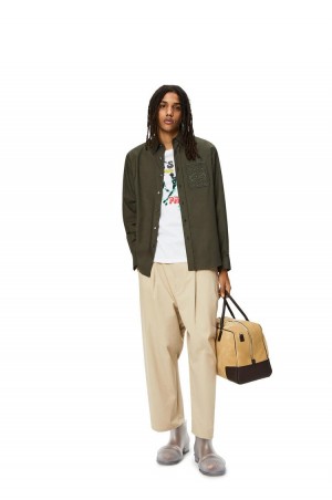 Pantalones Loewe Single pleat trousers in cotton Hombre Gris | 061UJHKOT