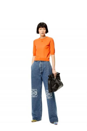 Prendas De Punto Loewe Anagram cropped sweater in wool Mujer Naranjas | 061WBICSU