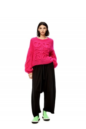 Prendas De Punto Loewe Anagram sweater in mohair Mujer Rosas | 264ZASNIT