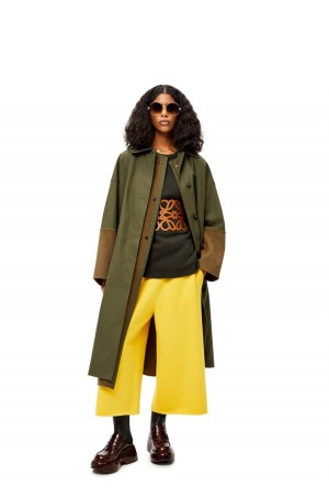 Prendas De Punto Loewe Oversize crewneck sweater in cashmere Mujer Kaki Verde | 324MWGRQD