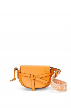 Riñonera Loewe Mini Gate Dual bag in soft calfskin and jacquard Mujer Mandarin | 359KDXQMG