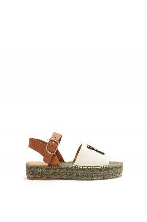 Sandalias Loewe Anagram espadrille in canvas and calfskin Mujer Amarillo | 781CSHPOD