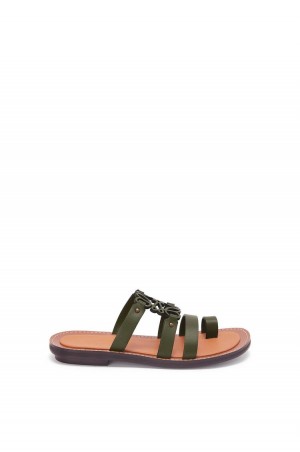 Sandalias Loewe Anagram mule in calfskin Mujer Verde Oscuro | 967CEWMYT