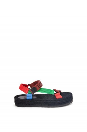 Sandalias Loewe Tiras espadrille in nylon Mujer Rojas Multicolor | 072ZFDXNY