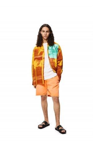 Short Loewe Drawstring shorts in denim Hombre Mandarin | 641OGXWDJ