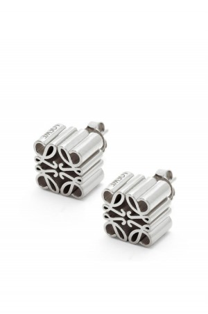 Silver Jewellery Loewe Anagram stud earrings in sterling silver Mujer Plateadas | 061RZHLBN