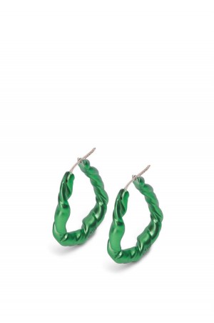 Silver Jewellery Loewe Nappa twist loop earrings in sterling silver Mujer Verde Oscuro | 729QRTMIP