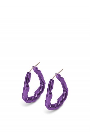 Silver Jewellery Loewe Nappa twist loop earrings in sterling silver Mujer Moradas Oscuro | 340ECOZNF