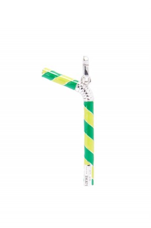 Silver Jewellery Loewe Straw pendant in sterling silver and enamel Mujer Amarillo Verde | 659JAEPTZ