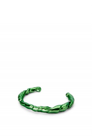 Silver Jewellery Loewe Thin nappa twist cuff in sterling silver Mujer Verde Oscuro | 976BZMRKN