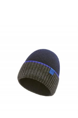 Sombreros Loewe Beanie hat in wool Hombre Azul Marino Azules Gris | 763QVKYOU