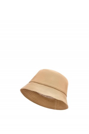 Sombreros Loewe Bucket hat in canvas and calfskin Mujer Sand / Tan | 537BRWXGO