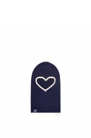 Sombreros Loewe Heart balaclava in. wool Hombre Azul Marino Blancas | 028EUWQCH