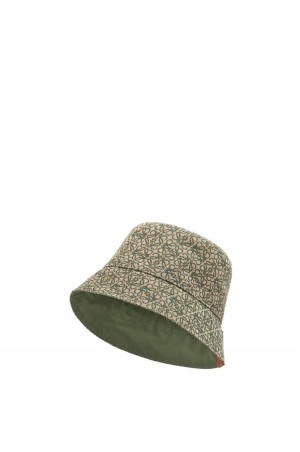 Sombreros Loewe Reversible Anagram bucket hat in jacquard and nylon Hombre Kaki Verde | 803JFUSMK