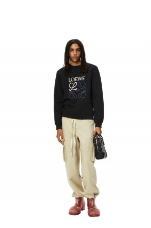 Sudaderas Loewe Anagram sweatshirt in cotton Hombre Negras | 610JNVOWA