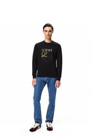 Sudaderas Loewe LOEWE Anagram embroidered sweatshirt in cotton Hombre Negras | 967HTXINQ