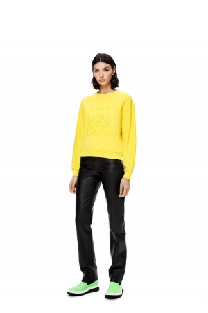 Sudaderas Loewe LOEWE Anagram embroidered sweatshirt in cotton Mujer Amarillo | 134JXHRDI