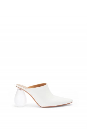 Tacones Loewe Drop heel mule in calfskin Mujer Blancas | 954MYJNWR