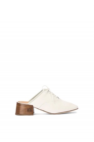 Tacones Loewe Slip on soft derby in lambskin Mujer Blancas | 023JYRXUS