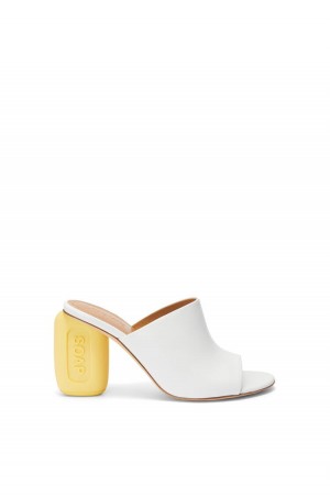 Tacones Loewe Soap mule in calfskin Mujer Blancas Amarillo | 934ZRHGFK