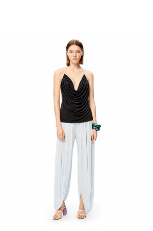 Tops Loewe Chain draped top in silk Mujer Negras | 368VMYBGC