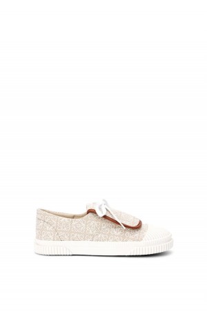 Zapatillas Loewe Anagram flap sneaker in canvas Mujer Blancas | 104SOTWGD