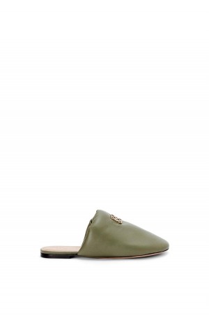 Zapatos Planos Loewe Acolchado Anagram mule in lambskin Mujer Verde | 306JSQFMI