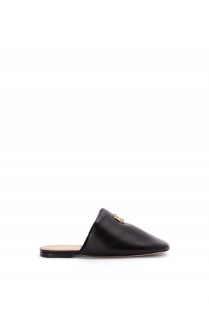 Zapatos Planos Loewe Acolchado Anagram mule in lambskin Mujer Negras | 791LXDUTF