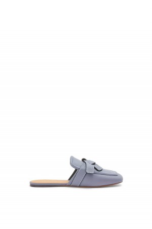 Zapatos Planos Loewe Gate flat mule in calfskin Mujer Gris Azules | 453RCOLYD