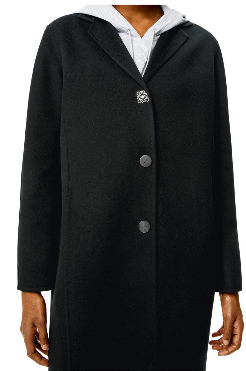 Abrigos Loewe Anagram coat in wool and cashmere Mujer Negras | 182FADNOX