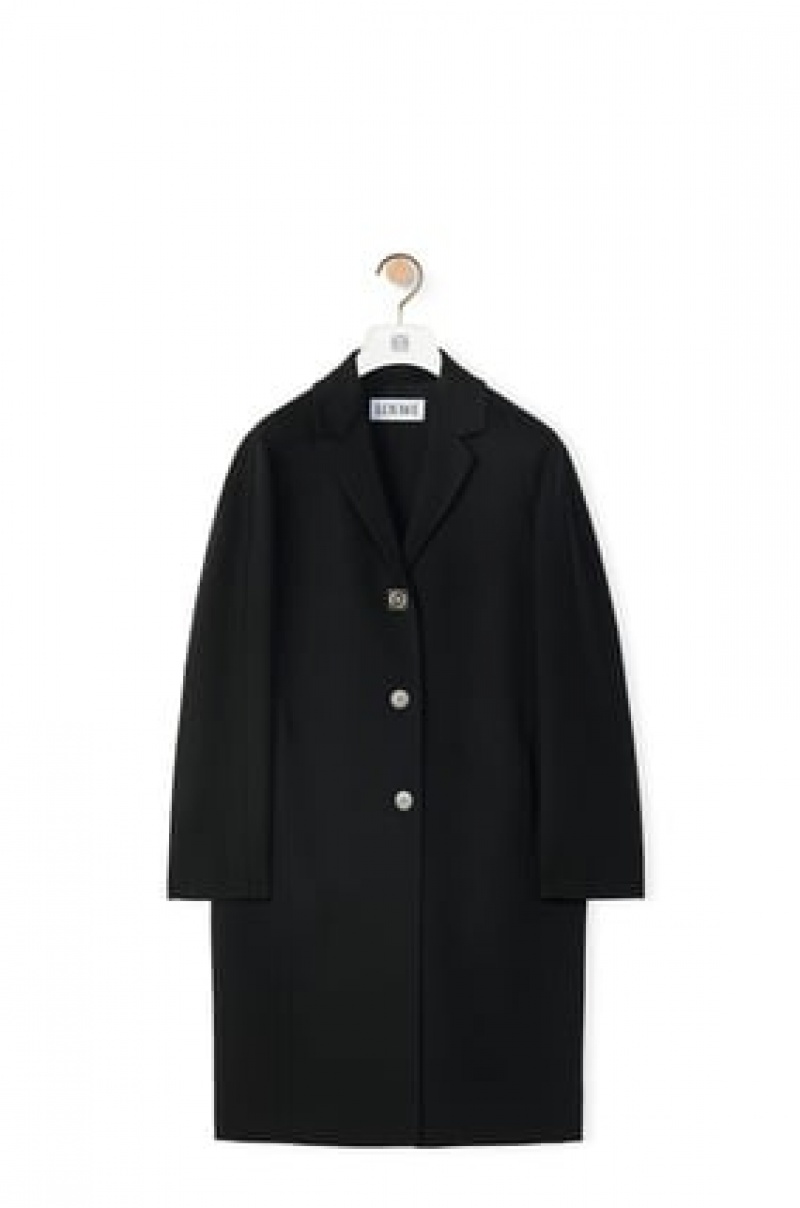 Abrigos Loewe Anagram coat in wool and cashmere Mujer Negras | 182FADNOX