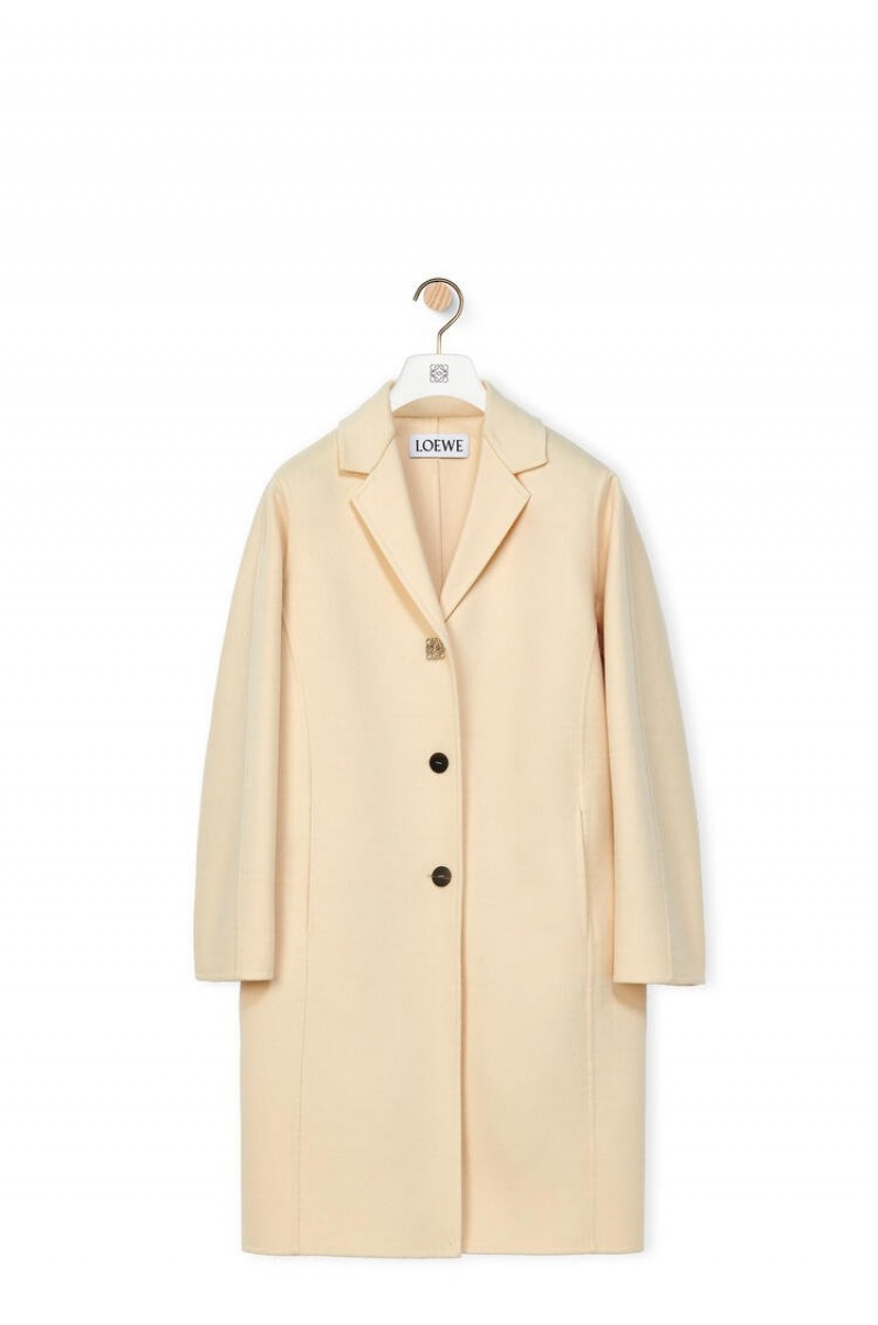 Abrigos Loewe Anagram coat in wool and cashmere Mujer Milk | 304QVAURJ