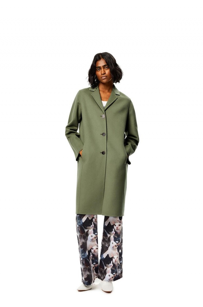 Abrigos Loewe Anagram coat in wool and cashmere Mujer Sage | 168URZEIV